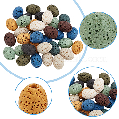 81pcs 9 colors Natural Lava Rock Beads Strands&nbsp;G-AR0005-63