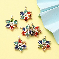 6Pcs Rack Plating Iron Glass Pendants&nbsp;IFIN-YW0001-52