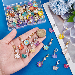 36Pcs 6 Colors Transparent Spray Painted Glass Butterfly Pendant Butterfly Decorations&nbsp;HJEW-PH02252