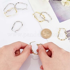 4 Pairs 2 Colors Twist Teardrop Huggie Hoop Earrings&nbsp;EJEW-GA0001-03