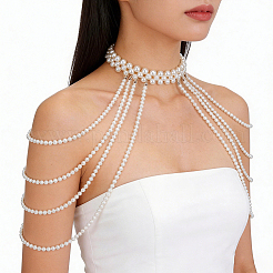 Imitation Pearl Round Beaded Shoulder Body Chains for Women&nbsp;AJEW-WH2007-328