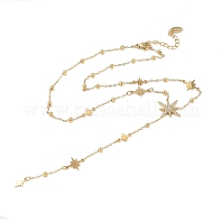 304 Stainless Steel Micro Pave Clear Star Pendant Long Tassel Y Necklaces for Women&nbsp;NJEW-C119-02G