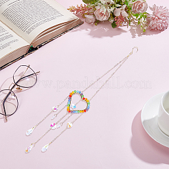 1Pc Colorful Glass Beaded Woven Net Suncatchers&nbsp;AJEW-CY0001-95A