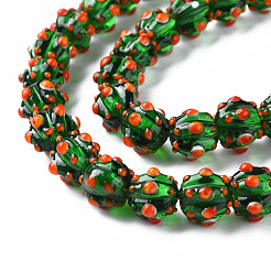Transparent Handmade Bumpy Lampwork Beads Strands&nbsp;LAMP-T007-18-B10