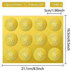 12 Sheets Self Adhesive Gold Foil Embossed Stickers&nbsp;DIY-WH0451-032