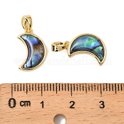 Natural Paua Shell Crescent Moon Charms&nbsp;KK-G538-18G
