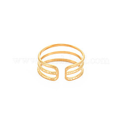 Ion Plating(IP) 304 Stainless Steel Triple Line Open Cuff Ring for Women&nbsp;X-RJEW-S405-232G