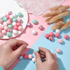 50Pcs 5 Styles Round Silicone Beads&nbsp;SIL-YW0001-22
