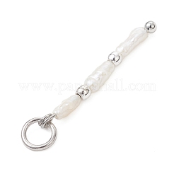 Natural Baroque Keshi Pearl & Electroplate Synthetic Non-magnetic Hematite Beaded Pendants&nbsp;PALLOY-JF05012-02
