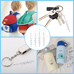 4Pcs Glass & Acrylic Mobile Straps&nbsp;HJEW-HS00013
