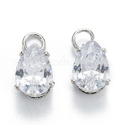 Brass Clear Cubic Zirconia Charms&nbsp;ZIRC-G170-13P