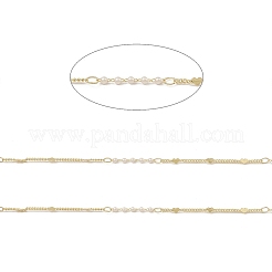 Brass Heart & Plastic Pearled Link Chains&nbsp;CHC-M025-34G