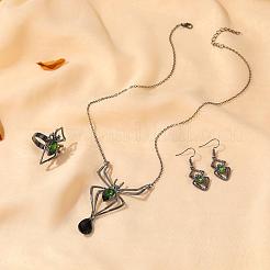 Spider Alloy Glass Dangle Earrings & Necklaces & Rings Sets&nbsp;WGD1EC4-04