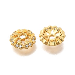 Brass Micro Pave Clear Cubic Zirconia Bead Caps&nbsp;KK-G600-11G