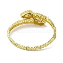 Brass Micro Pave Clear Cubic Zirconia Teardrop Hinged Bangle for Women&nbsp;BJEW-K246-04G
