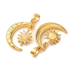 Brass Micro Pave Clear Cubic Zirconia Pendants&nbsp;KK-A304-23G