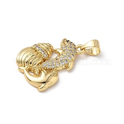 Brass Micro Pave Cubic Zirconia Pendants&nbsp;KK-D502-28A-G