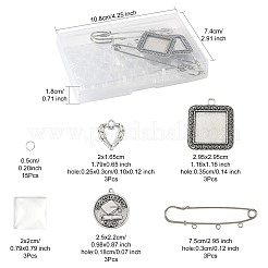 DIY Square Alloy Commemorative Photo Pendants Making Kits&nbsp;DIY-FS0009-22