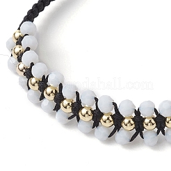 Adjustable Faceted Glass Nylon Cord Braided Bead Bracelets for Women Men&nbsp;BJEW-JB10369