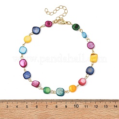 Dyed Natural Shell Nuggets Beaded Chain Anklets&nbsp;AJEW-AN00846
