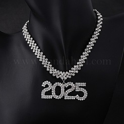 Brass Full Crystal Rhinestone 2025 Pendant Necklaces for Women&nbsp;LS-NJEW-Q005-01P