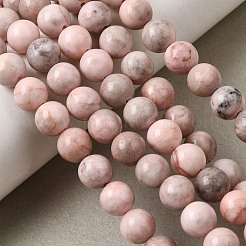 Natural Pink Zebra Jasper Round Bead Strands&nbsp;G-E334-8mm-11