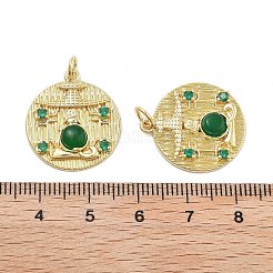 Rack Plating Brass Green Cubic Zirconia Pendants&nbsp;KK-Q006-34G
