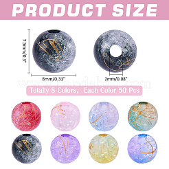 400Pcs 8 Colors Transparent Crackle Acrylic Beads&nbsp;DACR-ME0001-01