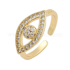 Rack Plating Brass Micro Pave Clear Cubic Zirconia Cuff Finger Rings for Women&nbsp;RJEW-M028-72G