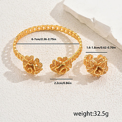 Elegant Brass Flower Cuff Ring & Bangle Set for Women&nbsp;YN2787