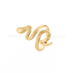 Ion Plating(IP) 304 Stainless Steel Snake Wide Open Cuff Ring for Women&nbsp;RJEW-S405-160G