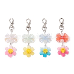 4Pcs Smiling Flower & Bowknot Acrylic Pendant Decorations&nbsp;HJEW-JM03857