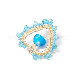 Mushroom Handmade Lampwork with Grade A Round Glass Seed Beads and Rack Plating Alloy Open Back Bezel Pendants and Electroplate Glass Beads Pendants&nbsp;PALLOY-MZ00689-03