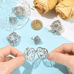 6Pcs 3 Styles Brass & Alloy  Bead Cage Pendants&nbsp;FIND-YW0011-82