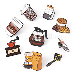 9Pcs 9 Styles Coffee Theme Enamel Pins&nbsp;JEWB-TA0001-33