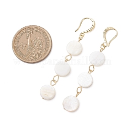 Flat Round Natural Freshwater Shell Dangle Earrings&nbsp;EJEW-JE06846
