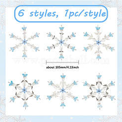 6Pcs 6 Styles Alloy & Glass Beaded Snowflake Multi-Strand Links&nbsp;PALLOY-SP00005