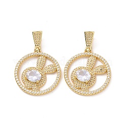 Brass Micro Pave Cubic Zirconia Pendants&nbsp;ZIRC-F134-26G-01