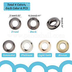 24Pcs 4 Colors Alloy Grommet Eyelet Findings&nbsp;FIND-PH0007-77