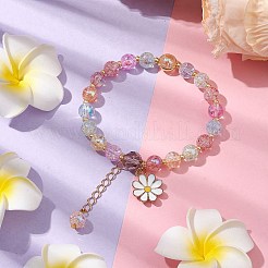 8mm Round Electroplated Crackle Glass Beaded Stretch Bracelets&nbsp;BJEW-JB10534-02