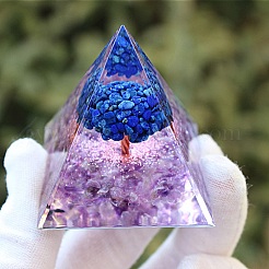 Natural Lapis Lazuli & Amethyst Orgonite Pyramid Resin Energy Generators&nbsp;PW-WGBC1F9-01