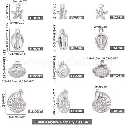 16Pcs 4 Style 304 Stainless Steel Pendants&nbsp;STAS-UN0024-64