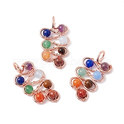 Natural Mixed Stone Brass Pendants&nbsp;FIND-E023-04