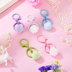 5Pcs 5 Colors Alloy Round Keychains&nbsp;KEYC-TA0004-75