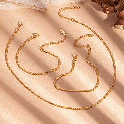 304 Stainless Steel Box Chain Necklaces & Bracelets & Anklets Sets for Unisex&nbsp;SO5210-1