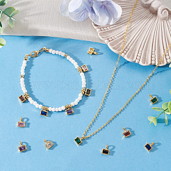 9Pcs 9 Colors Rectangle Brass Micro Pave Cubic Zirconia Charms&nbsp;KK-TA0008-32