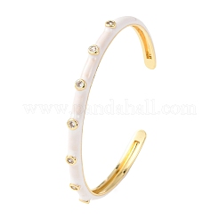 Brass Micro Pave Clear Cubic Zirconia Cuff Bangles for Women&nbsp;BJEW-A163-02G-02