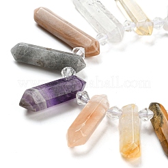 Natural Rose Quartz & Quartz Crystal & Tiger Eye & Labradorite & Black Agate & Red Jasper Beads Strands&nbsp;G-H247-06B