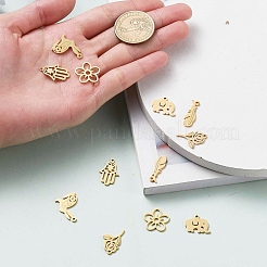 12Pcs 6 Styles 201 Stainless Steel Pendants&nbsp;STAS-UN0020-31G