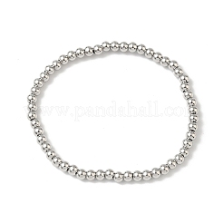Brass Round Beaded Stretch Bracelets for Men Women&nbsp;BJEW-B148-05B-P